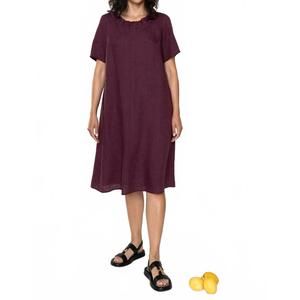 NEW GR NATURE emily linen dress in burgundy
